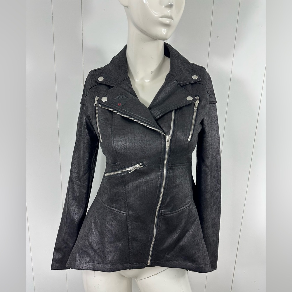 The Umbrella Academy Allison Peplum Black Jacket Size Small Moto Full Zip